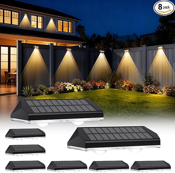 Solar Fence Lights Outdoor, 3 Modes 3000K/4000K/6000K Fence Lights Solar Powered for Outside, IP65 Waterproof, 60 | Lumora