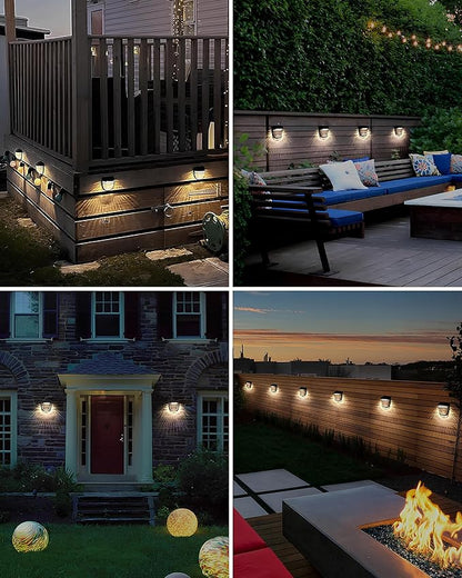 Outdoor Solar Wall Lights, Solar Fence Lights, Solar Garden Lights, Solar Lights, Day/Night Sensor, Solar Conversion Rate 20%, Outdoor for Garden, Path, Stairs, Patio, Pool