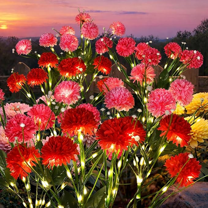 GIGALUMI Solar Lights Outdoor for Garden Decor, 6 Pack Solar Flower Lights Waterproof, 2 Lighting Modes 36 Flowers for Pathway,Yard, Patio Decoration, Gardening Gifts for Women (Multi-Colored)