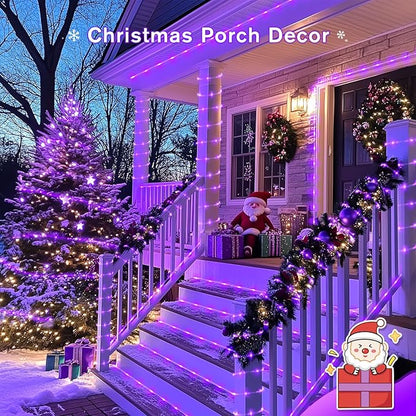 JMEXSUSS 200 LED Purple Solar Halloween Lights, 66 ft Rope Lights Outdoor Waterproof, PVC Tube Purple Christmas String Lights for Party Tree Fence Christmas