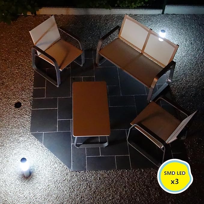 GARD & ROCK - Solar Path Light Made of Stainless Steel - 3xSMD LEDs - Mobile lamp Light Feature - Quick Fixation System - Energy-Saving, Without Electrical Connection - Light up Your Garden!
