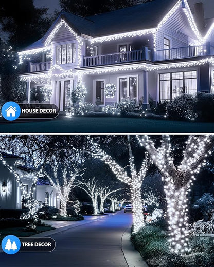 Brightown Solar Outdoor String Lights - 50 FT 120 LED Solar String Lights for Outside with 8 Lighting Modes, IP65 Waterproof Solar Outdoor Lights, Suitable for Tree Party Decor, Cool White