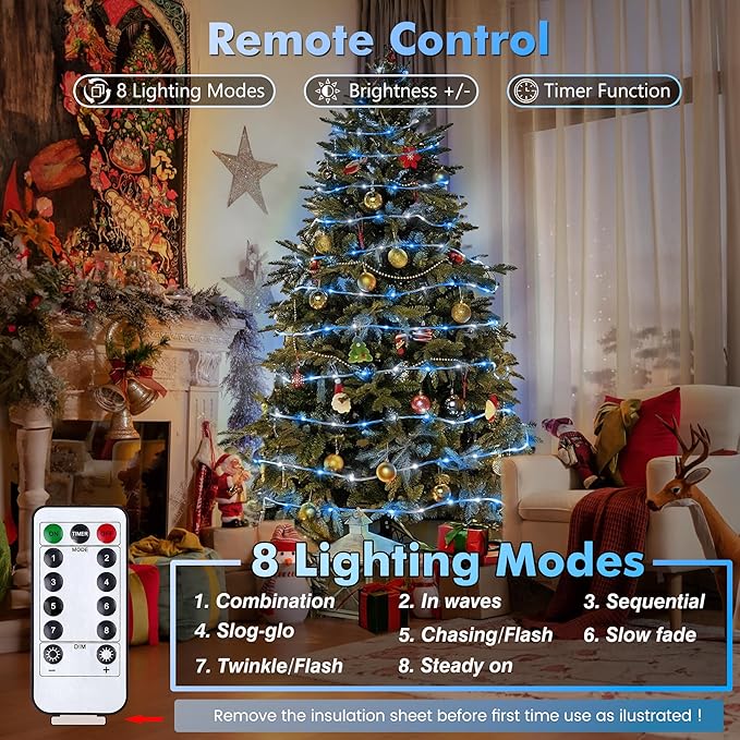 Jnaurb 2-Pack Battery Operated Rope Lights for Outside, Total 66FT 200LED 8 Modes Battery Operated String Lights | Lumora