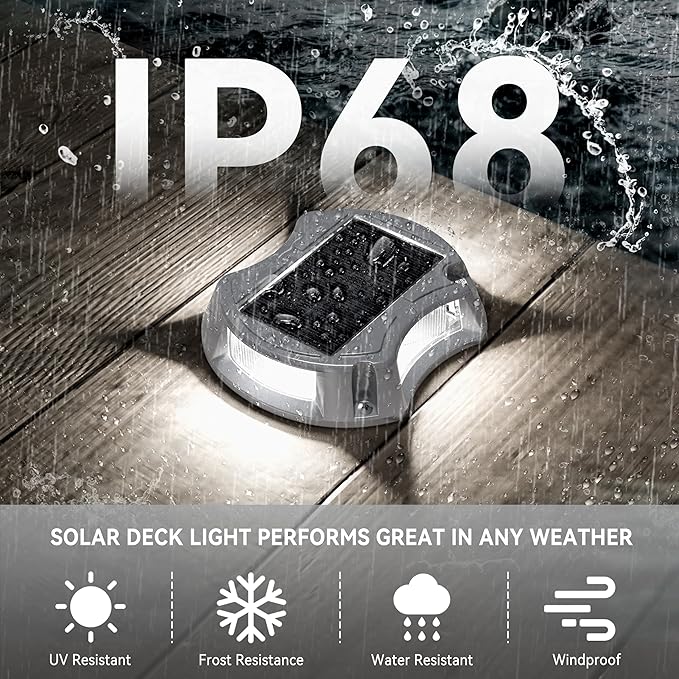 4Pack Solar Driveway Lights, Aluminum Alloy Solar Deck Light,IP68 Outdoor Waterproof Marine Dock Lights | Lumora