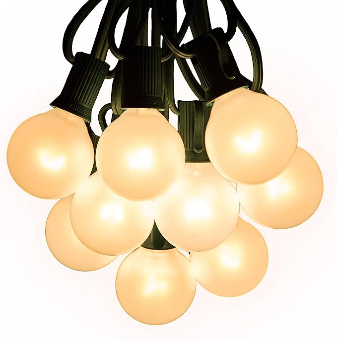 Hometown Evolution, Inc. White Pearl Outdoor Patio Globe String Lights (50 Foot 50 Socket, G40 White Pearl 1.6 Inch | Lumora