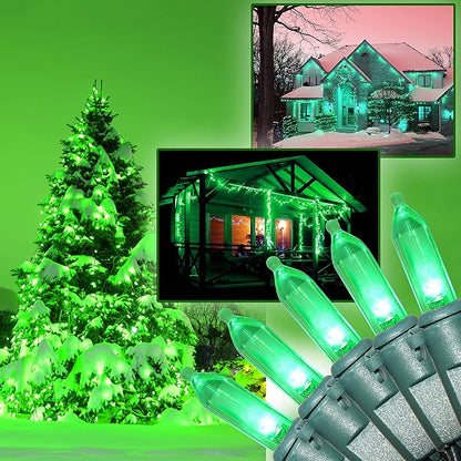 Holiday Essence 100 LED Green St Patrick's Day Christmas String Lights, 26.9 Ft Green Wire String Lights for Indoor and Outdoor Decorative Use Patio and Tree Décor UL Certified