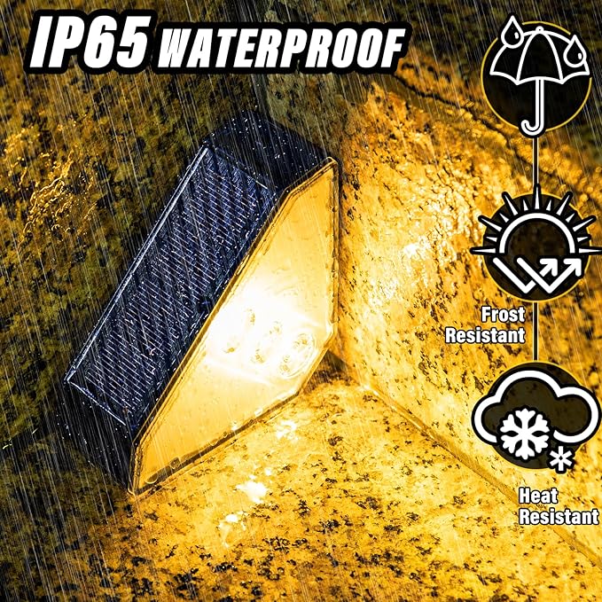 ROSHWEY Solar Step Lights Outdoor Waterproof, 8 Pack Triangle Solar Stair Lights for Outside, LED Deck Light | Lumora