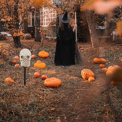 Toyvian Solar Powered Outdoor Stake Lamp Skull Path Light Halloween Garden Decoration Landscape Lighting Yard Solar Light for Patio Lawn