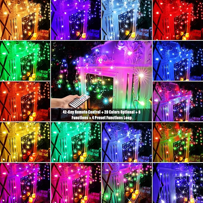 Joomer RGB Christmas Icicle Lights - 66FT Color Changing Outdoor String Lights with Remote Timer, Dripping Blood Effect for Haunted House, Roof, Eaves, Christmas Decor (Non-Connectable)