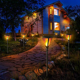iBaycon 2 Pack 28" Solar Flame Torch Lights, Flickering Flame Garden Lights Outdoor Waterproof, Solar Pathway Light | Lumora