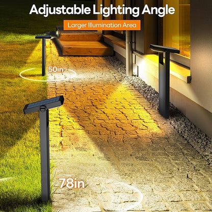 Adjustable 6 Lighting Modes Solar Pathway Lights Outdoor 6 Pack + Motion Sensor Solar Pathway Lights 6 Pack