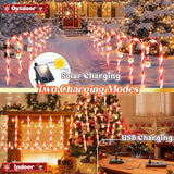 Solar Christmas Decorations Outdoor: 12 Pack 8 Blinking Models Waterproof Red Candy Cane Lights - 21" Santa Claus | Lumora