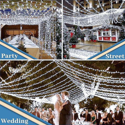 XURISEN 403FT 1000 LED String Lights Outdoor Green Wire Christmas Lights 8 Modes & Timer Waterproof Fairy Lights Plug in for Party, Wedding, Yard, Garden, Indoor/Outdoor Decorations(Cool White)