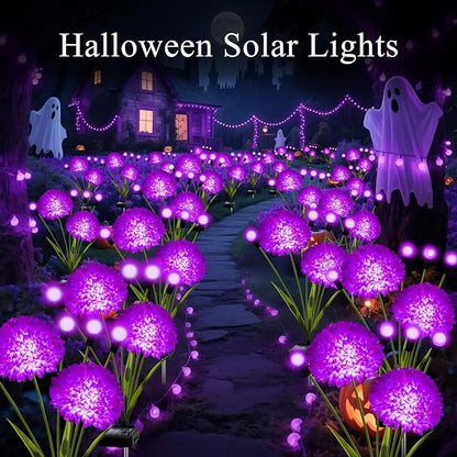 Solar Lights Outdoor Waterproof, 4 Pack Purple Solar Firefly Swaying Lights with Flowers, Flower Light Garden Decor for Halloween Christmas Outside Yard Patio, Gifts for Women Grandma