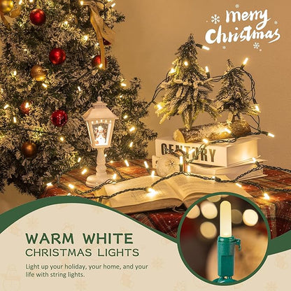 YOUNGAR 50 LED Christmas Lights,18ft Green Wire String Lights Outdoor,Warm White with Waterproof Connectable Light Mini Light Plug in for Indoor Outdoor Tree Patio Garden Xmas Decor