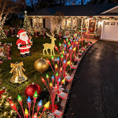2 Packs Christmas Berry Solar Garden Light with Multiple Colors, Auto ON/Off Solar Lights Outdoor Swaying in The Wind, Christmas Decorating Outdoor Yard Light for Pathway, Pond, Courtyard