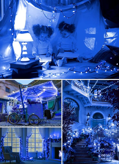 Brightown 100LED Solar String Lights Outdoor, Solar Powered Lights IP65 Waterproof for Party Garden Yard Home Holiday Tree Decoration Lighting (Blue, 100LED-1PACK)