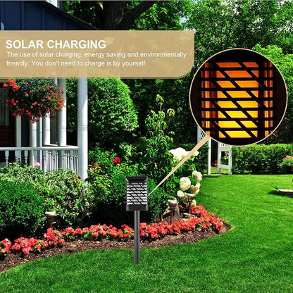 Vintage Solar Landscape Light Outdoor Yard Wall Hanging Lawn Lamp Black with Warm Glow Diamond Lampshade for Garden Path Patio Lighting