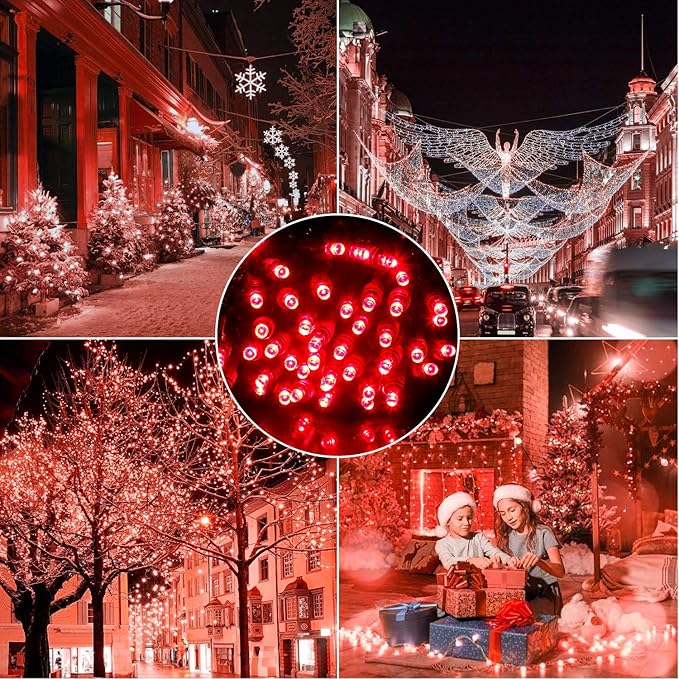 100 Counts LED Christmas Lights - 50 ft 5mm Red Commercial Grade Waterproof Indoor/Outdoor String Lights, Green | Lumora