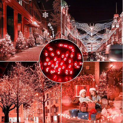 100 Counts LED Christmas Lights - 50 ft 5mm Red Commercial Grade Waterproof Indoor/Outdoor String Lights, Green Wire Mini Lights for Tree Decorations, UL, IP:65