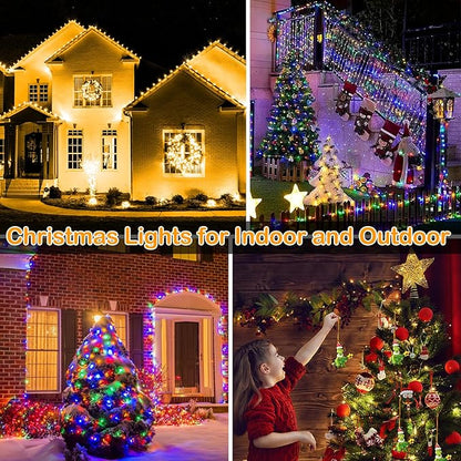 Decute 800Leds 272FT Colors Changing Christmas String Lights 4 Colors in 1 Strand 11 Modes, Waterproof Indoor Outdoor Tree Fairy Lights Warm White & Multicolor with Timer Remote
