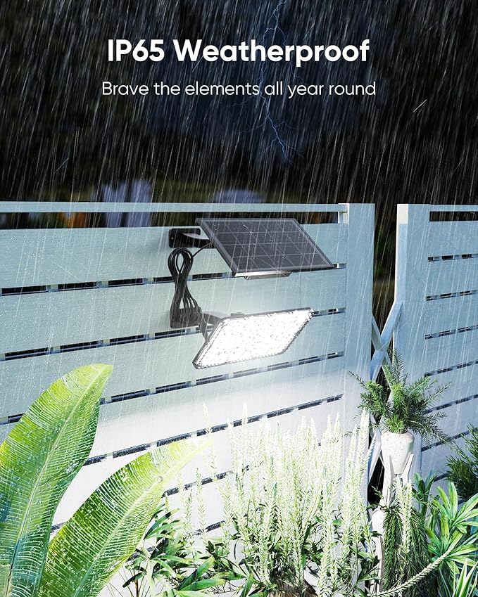 JACKYLED Solar Lights Outdoor 299 LED 1000 Lumens Bright Solar Wall Spotlight with 4000mAh Battery IP65 Waterproof | Lumora