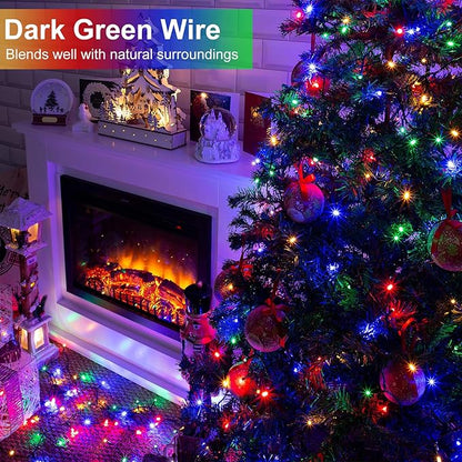 800 LED Christmas Tree Lights, 262FT Christmas Lights Outdoor Indoor, Waterproof 8 Modes Plug in Christmas Decorations Green Wire for House Patio Party Holiday Decorations, Multicolor