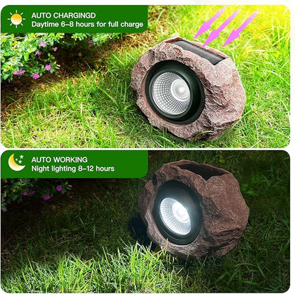 Timeflies Solar Rock Lights Outdoor, 1 Pack Super Bright Solar Spot Lights Outdoor IP65 Waterproof Yard Lights, Auto On/Off Garden Lights for Paths, Sidewalks, Yards, Landscapes, Patios