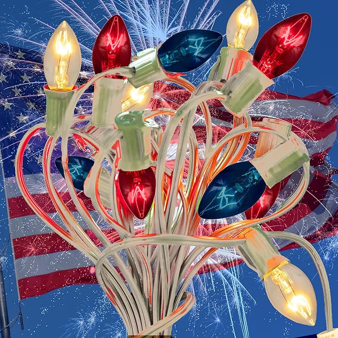 EST. LEE DISPLAY L D 1902 C7 4th of July Light Bulbs, Transparent Multi-Colored - Outdoor Lighting Accessory | Lumora