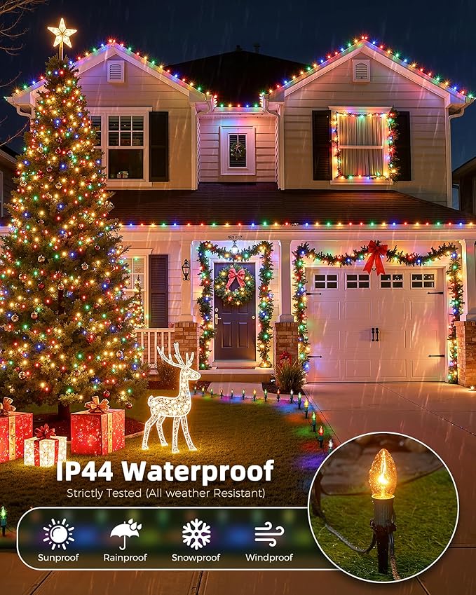 Christmas Pathway Lights Outdoor, 25.7 Feet C9 Lights with 20 Multicolor Bulbs and Stakes, Connectable Outdoor | Lumora