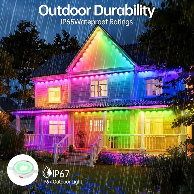 Permanent Outdoor Lights 350ft RGB+IC Outdoor String Lights App Control IP67 Waterproof,120 Scene Modes Decorations | Lumora