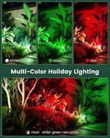 SURAIELEC Dusk to Dawn Christmas Spotlight Outdoor, Red & Green Decorative LED Landscape Spotlights with Timer | Lumora