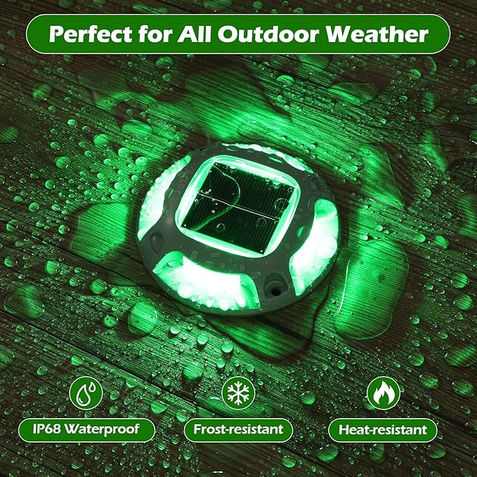 AGPTEK Solar Driveway Lights Outdoor 1 Pack, 2 Color Modes LED Deck Dock Marine Waterproof Security Marker Lights | Lumora