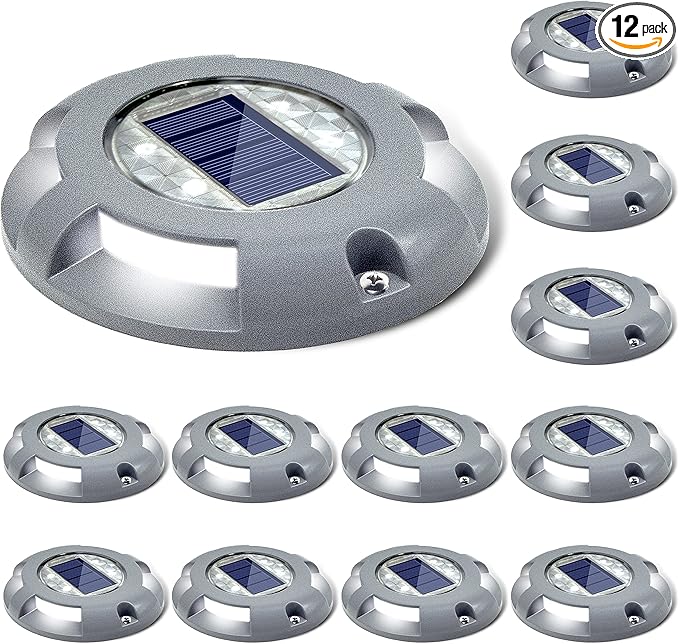 SIEDiNLAR Solar Deck Lights Driveway Dock LED Light Solar Powered Outdoor Waterproof Road Markers for Step Sidewalk | Lumora