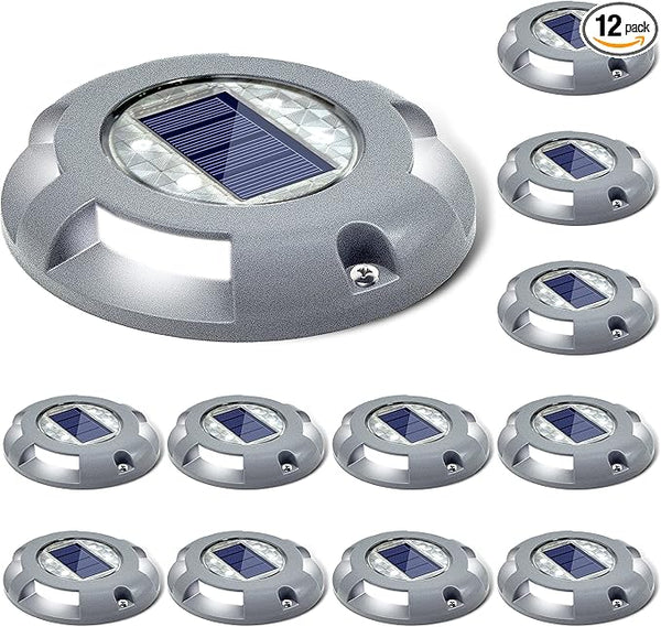 SIEDiNLAR Solar Deck Lights Driveway Dock LED Light Solar Powered Outdoor Waterproof Road Markers for Step Sidewalk | Lumora