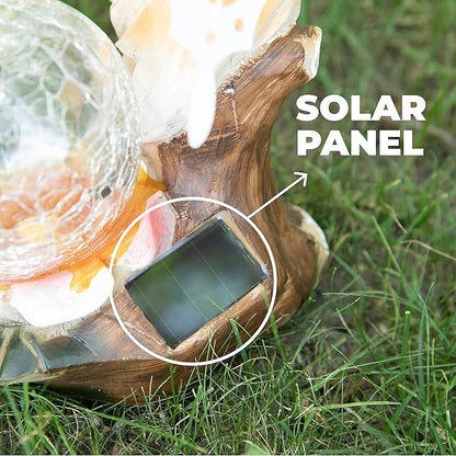 Fairy Solar Garden Light with Color Changing LED Crackled Glass Globe