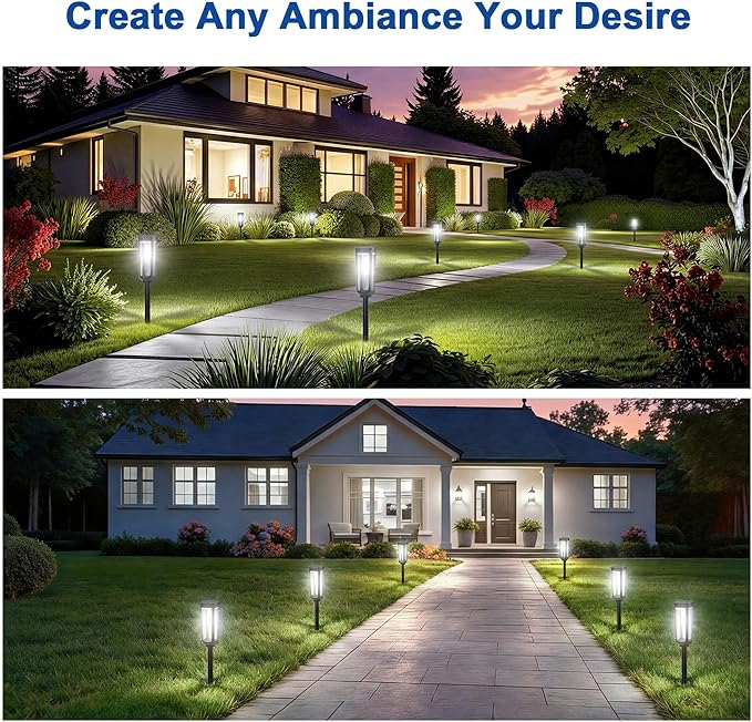 Solar Pathway Lights Outdoor,8 Pack Cool Garden Lights Solar Powered Waterproof IP65,Auto On/Off Outdoor Light for Lawn Patio Walkway Driveway Decor Landscape Lighting