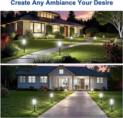 Solar Pathway Lights Outdoor,2 Pack Cool Garden Lights Solar Powered Waterproof IP65,Auto On/Off Outdoor Light for Lawn Patio Walkway Driveway Decor Landscape Lighting