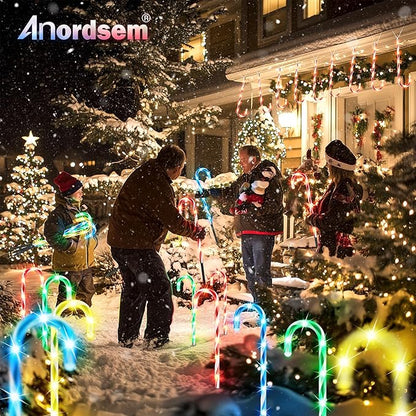Anordsem Solar Christmas Decorations Outdoor: 12 Pack Candy Cane Stake Lights - 21" Waterproof LED 8 Colorful Lighting Models for Pathway Yard Patio Xmas Decor - 2026 New Year Gifts for Homeowners