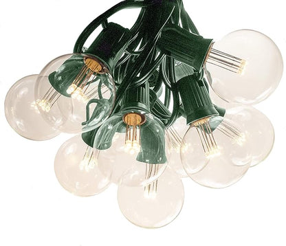Hometown Evolution, Inc. G50 2" LED Diode Warm White Outdoor Patio String Lights with 0.6 Watt Light Bulbs (Green Wire, 50 ft)