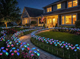 Solar Garden Rose Lights by FANCYPOP, 2 Pack Most Realistic 12 LED Flower Stake Lights, IP65 - Outdoor Path Light | Lumora