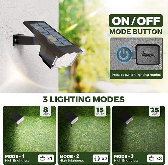 Kingsyard Solar Lights Outdoor Waterproof IP68, 47 LEDs 3 Lighting Modes USB & Solar Powered Garden Yard Pathway | Lumora
