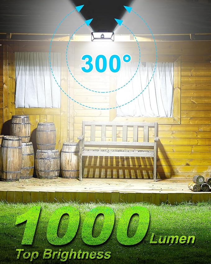 Large Clip on Solar Lights Outdoor, 208 LEDs 1000Lum Bright Solar Security Light with Motion Sensor, 3 Ways -Mount | Lumora