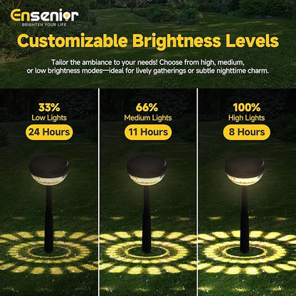 Ensenior 6-Pack Solar Lights Outdoor, Auto ON/Off 3000K LED Solar Garden Lights for Pathway, Yard, Patio, Walkway, Flower Bed, Halloween Christmas Landscape Lighting, IP65 Waterproof, Flag Lights