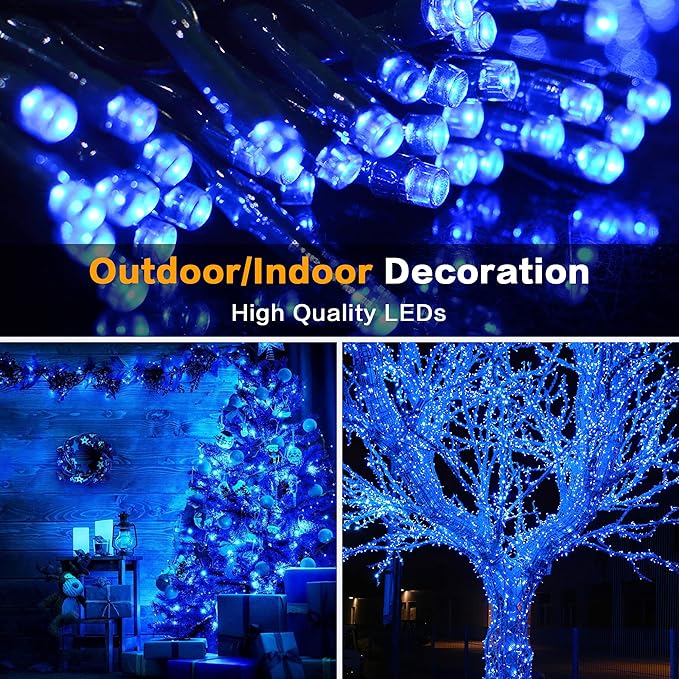 AmyHomie Blue Christmas Lights, 108Ft 300LED Halloween String Lights Outdoor Waterproof, End-to-End Indoor Fairy | Lumora