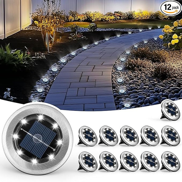 Mini Solar Ground Lights, 12 Pack Solar Powered Pathway Lights, Waterproof Outdoor Light for Garden, Driveway | Lumora