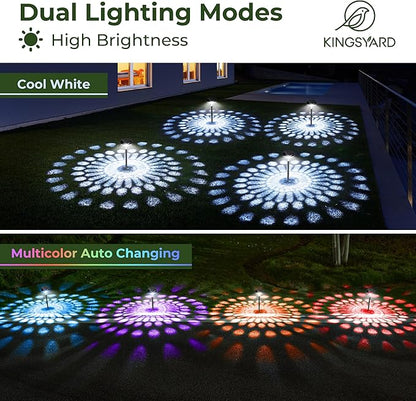Kingsyard 6 Pack Solar Pathway Lights Outdoor Waterproof IP67, Bright Color Changing & Cool White LED Solar Lights for Outside Garden Yard Landscape Path Christmas Walkway Decor