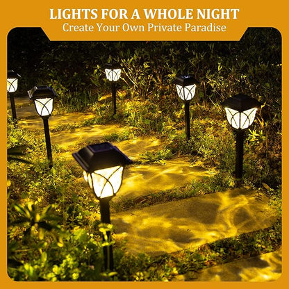 GIGALUMI Solar Lights Outdoor Waterproof, 2 Pack LED Solar Garden Lights, Solar Lights for Outside, Garden Decor for Yard, Patio, Landscape, Planter, Walkway (Warm White)