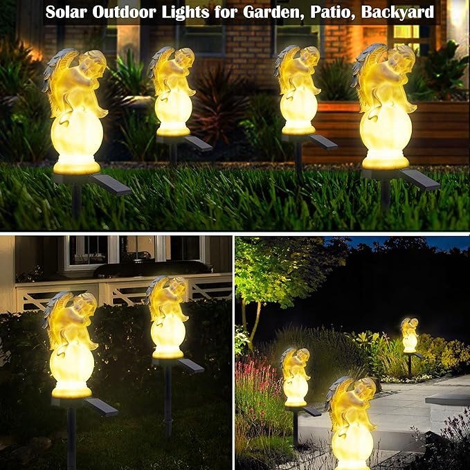 Solar Angel Garden Lights - Outdoor Decorative Stake Light Waterproof for Yard Patio Pathway Lawn Ornaments Garden Christmas Decorations Angel Gifts