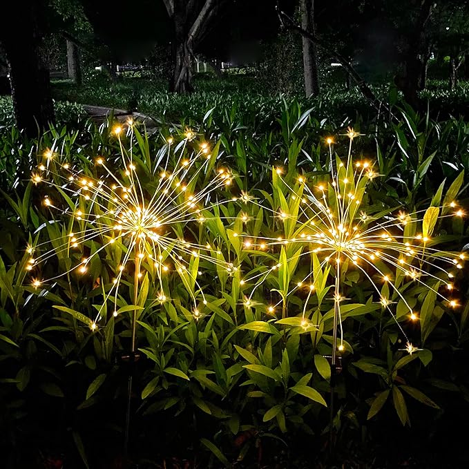 JJGoo Solar Firework Lights, 2 Pack 150 LEDs 2 Lighting Modes Solar Lights Outdoor Waterproof for Garden Patio | Lumora